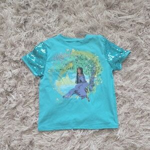 Disney Aqua Princess Tee with Sequin Sleeves